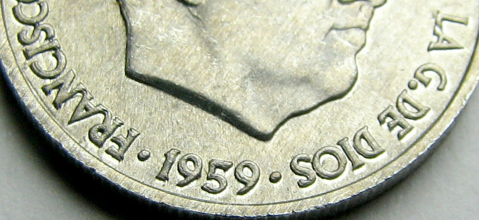 Spain 10 Centimos - 1959 - Very Strong Doubled Die Obverse - Bu